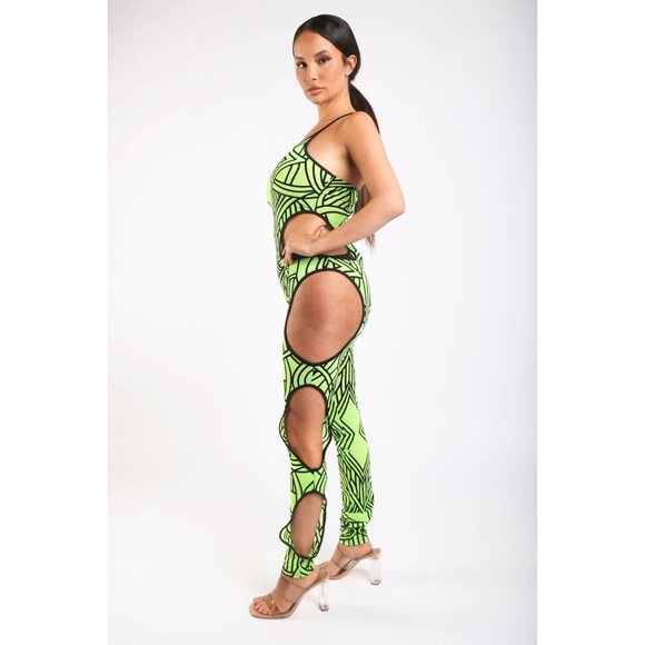 Women's Sexy One Shoulder Back-Zip Cut-Out Detailed Jumpsuit Party Club Festival - Picture 5 of 10